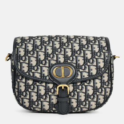Pre-owned Dior Christian  Navy Blue Oblique Jacquard Medium 'bobby' Crossbody Bag