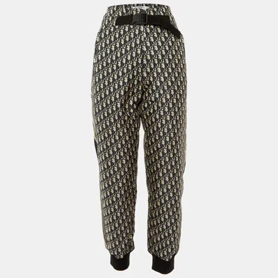 Pre-owned Dior Christian  Navy Blue Oblique Patterned Synthetic Pants M