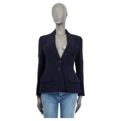 Pre-owned Dior Christian  Navy Blue Silk 2013 Cruise Blazer Jacket 40 M
