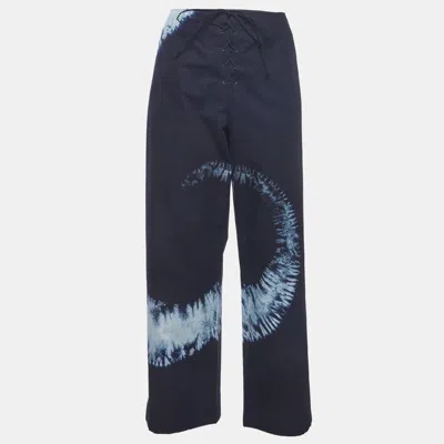 Pre-owned Dior Christian  Navy Blue Tie Dye Print Cotton Trousers M