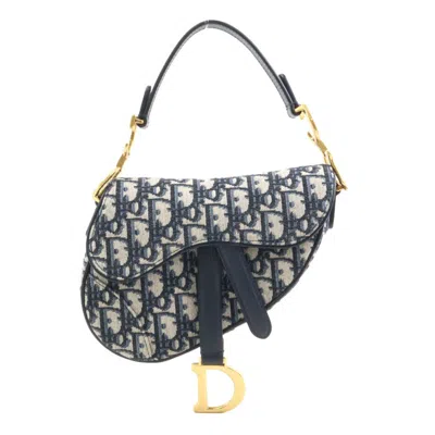 Pre-owned Dior Christian  Navy Canvas Handbag Saddle Bag ()