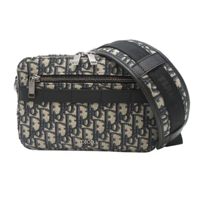 Pre-owned Dior Christian  Navy Canvas Jacquard Messenger Bag Shoulder Bag () In Blue