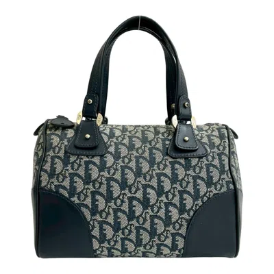 Pre-owned Dior Christian  Navy Canvas Leather Boston Bag Handbag () In Blue