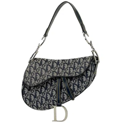 Pre-owned Dior Christian  Navy Canvas Leather Handbag Saddle Bag Shoulder Bag () In Blue