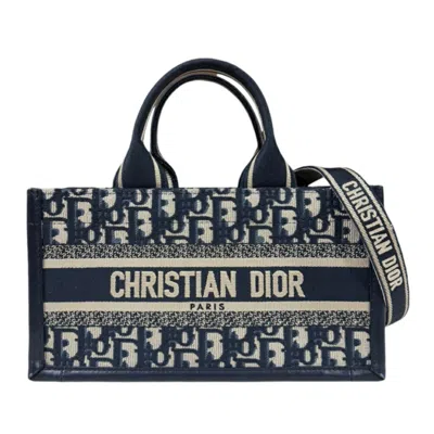 Pre-owned Dior Christian  Navy Canvas Leather Handbag Shoulder Bag ()