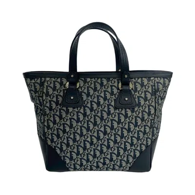Pre-owned Dior Christian  Navy Canvas Leather Handbag Tote Bag ()