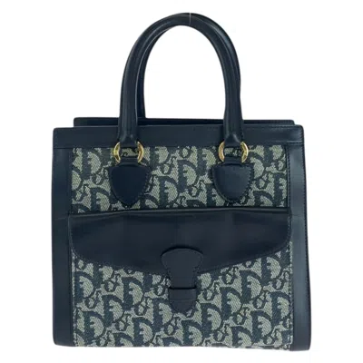 Pre-owned Dior Christian  Navy Canvas Leather Handbag Tote Bag ()