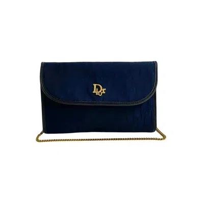 Pre-owned Dior Christian  Navy Canvas Leather Pochette Shoulder Bag () In Blue