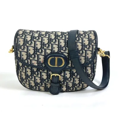 Pre-owned Dior Christian  Navy Canvas Leather Pochette Shoulder Bag () In Blue