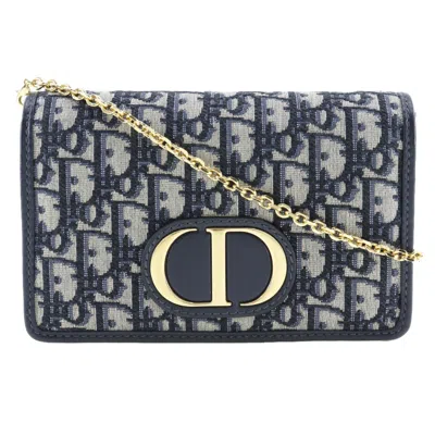 Pre-owned Dior Christian  Navy Canvas Leather Shoulder Bag () In Blue