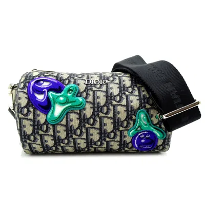 Pre-owned Dior Christian  Navy Canvas Leather Shoulder Bag () In Blue