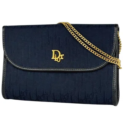 Pre-owned Dior Christian  Navy Canvas Leather Shoulder Bag () In Blue