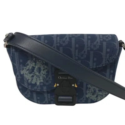 Pre-owned Dior Christian  Navy Canvas Leather Shoulder Bag () In Blue