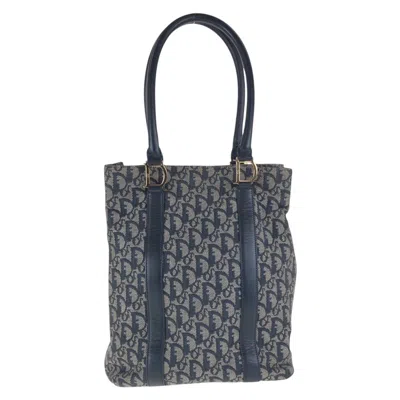 Pre-owned Dior Christian  Navy Canvas Leather Shoulder Bag Tote Bag ()
