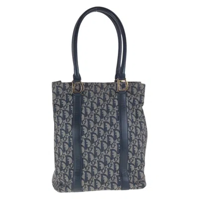 Pre-owned Dior Christian  Navy Canvas Leather Shoulder Bag Tote Bag () In Blue