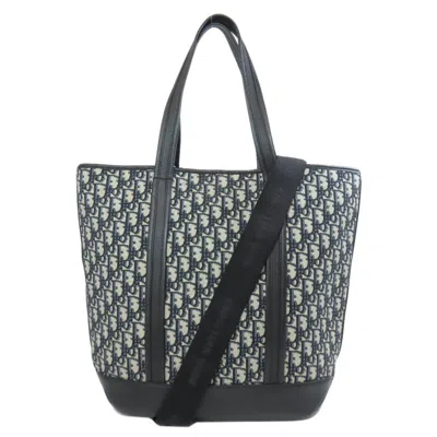 Pre-owned Dior Christian  Navy Canvas Leather Tote Bag () In Blue