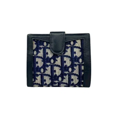 Pre-owned Dior Christian  Navy Canvas Leather Wallet (bi-fold) () In Blue
