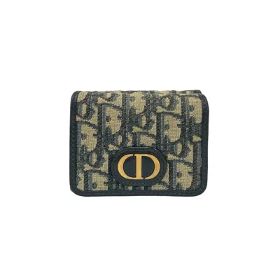 Pre-owned Dior Christian  Navy Canvas Leather Wallet (tri-fold) () In Blue