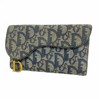 Pre-owned Dior Christian  Navy Canvas Long Wallet (bi-fold) ()
