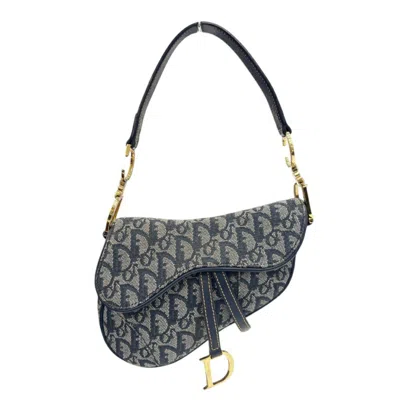 Pre-owned Dior Christian  Navy Canvas Saddle Bag Shoulder Bag () In Blue
