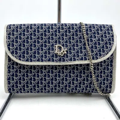 Pre-owned Dior Christian  Navy Canvas Shoulder Bag () In Blue