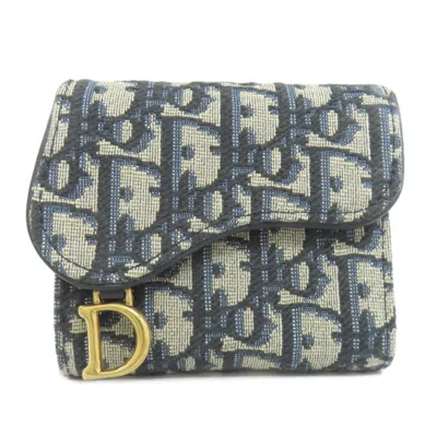 Pre-owned Dior Christian  Navy Canvas Wallet (bi-fold) () In Blue