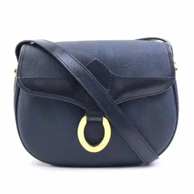 Pre-owned Dior Christian  Navy Coated Canvas Leather Shoulder Bag () In Blue