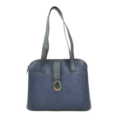 Pre-owned Dior Christian  Navy Coated Canvas Leather Shoulder Bag () In Blue