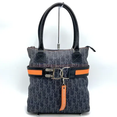 Pre-owned Dior Christian  Navy Denim Leather Tote Bag ()