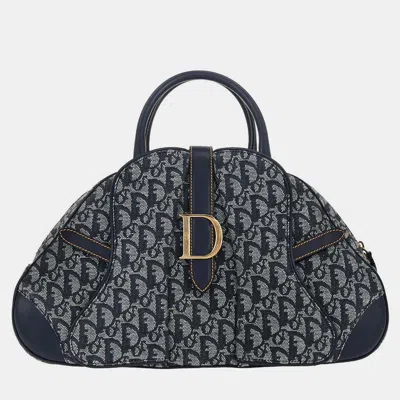 Pre-owned Dior Christian  Navy Double Saddle Trotter Handbag In Blue