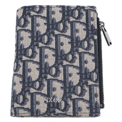 Pre-owned Dior Christian  Navy Jacquard Wallet (bi-fold) () In Blue