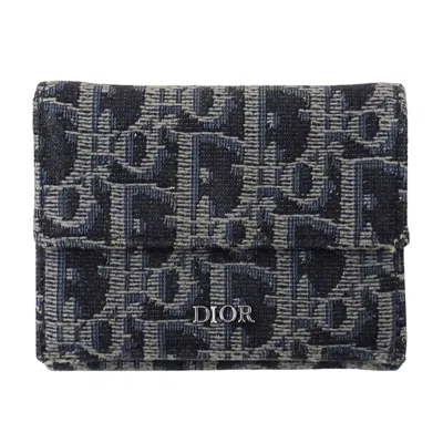 Pre-owned Dior Christian  Navy Jacquard Wallet (tri-fold) () In Blue