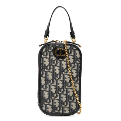 Pre-owned Dior Christian  Navy Leather Canvas Shoulder Bag () In Blue