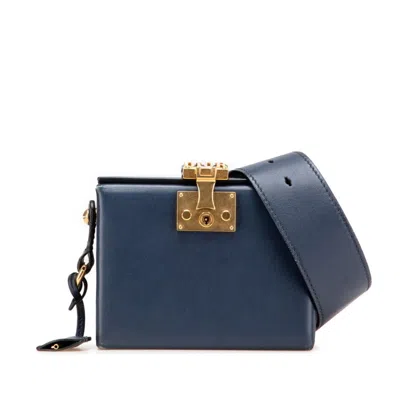 Pre-owned Dior Christian  Navy Leather Shoulder Bag () In Blue