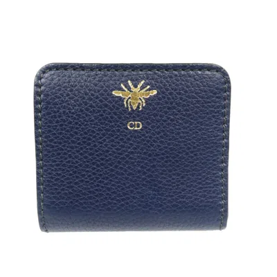 Pre-owned Dior Christian  Navy Leather Wallet (bi-fold) ()