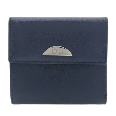 Pre-owned Dior Christian  Navy Leather Wallet (bi-fold) ()