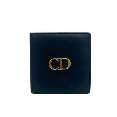 Pre-owned Dior Christian  Navy Leather Wallet (bi-fold) ()