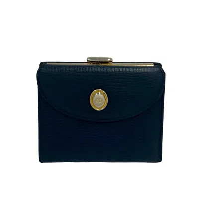 Pre-owned Dior Christian  Navy Leather Wallet (bi-fold) ()