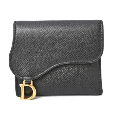 Pre-owned Dior Christian  Navy Leather Wallet (tri-fold) ()