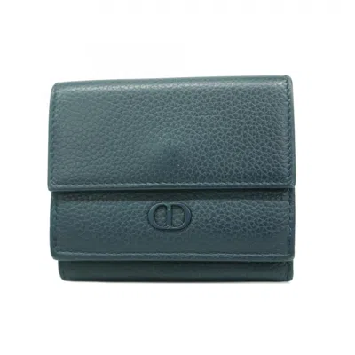 Pre-owned Dior Christian  Navy Leather Wallet (tri-fold) () In Blue