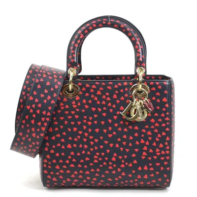 Pre-owned Dior Christian  Navy Red Color Leather Handbag Shoulder Bag () In Navy, Red Color