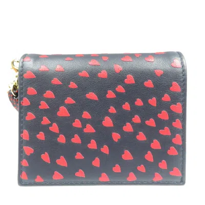 Pre-owned Dior Christian  Navy Red Color Leather Wallet (bi-fold) () In Navy, Red Color