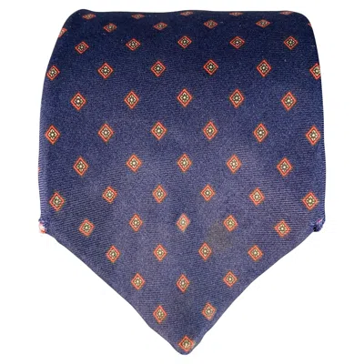 Pre-owned Dior Christian  Navy Red Diamond Silk Tie