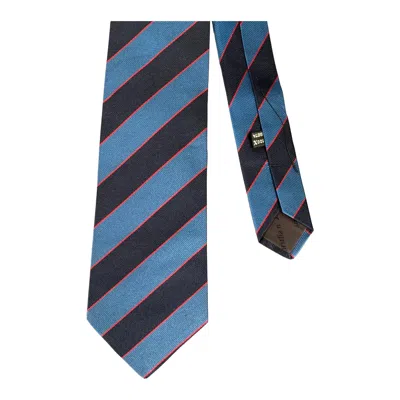 Pre-owned Dior Christian  Navy Red Stripe Silk Tie
