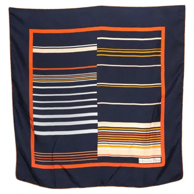 Pre-owned Dior Christian  Navy Silk Scarf In Blue