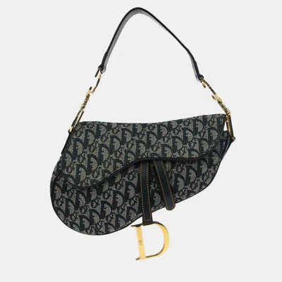 Pre-owned Dior Christian  Navy Trotter Saddle Handbag In Blue