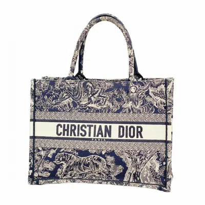 Pre-owned Dior Christian  Navy White Canvas Tote Bag () In Multi