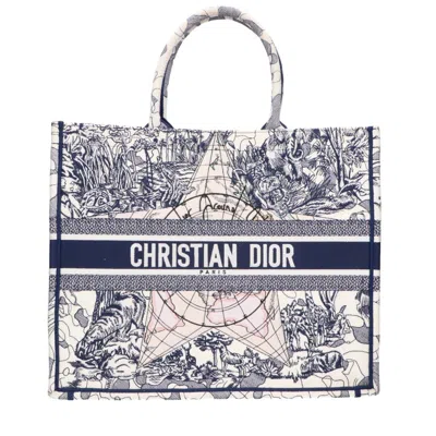 Pre-owned Dior Christian  Navy White Canvas Tote Bag () In Multi