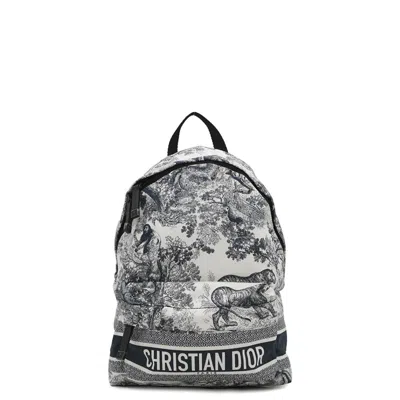 Pre-owned Dior Christian  Navy White Nylon Backpack ()