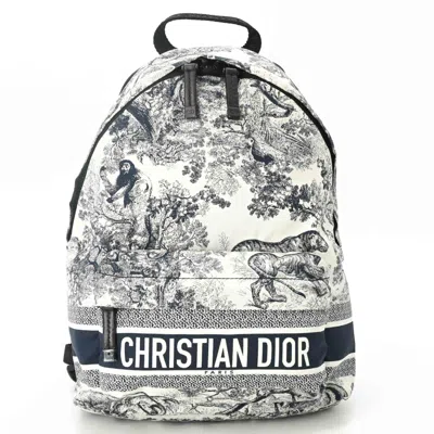 Pre-owned Dior Christian  Navy White Nylon Backpack () In Multi